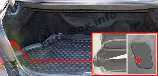 Расположение предохранителей в багажнике: Lexus LS 460 (2007, 2008, 2009)