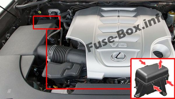 Расположение предохранителей в моторном отсеке: Lexus LX 570 (2008-2015 гг.)