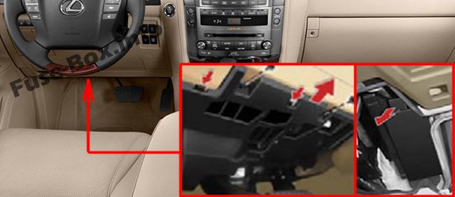 Расположение предохранителей в салоне: Lexus LX 570 (2008-2015 гг.)