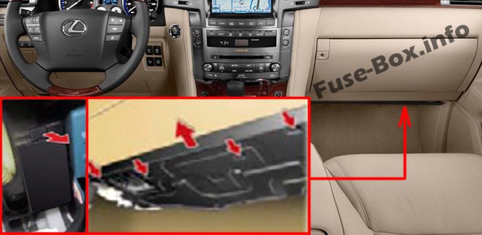 Расположение предохранителей в салоне: Lexus LX 570 (2008-2015 гг.)