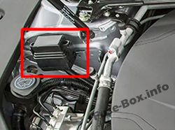Acura TLX (2014, 2015, 2016, 2017, 2018, 2019 -...) Расположение блока предохранителей Расположение предохранителей в моторном отсеке: Acura TLX (2014, 2015, 2016, 2017, 2018, 2019 -...)