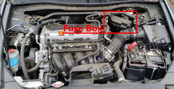 Расположение предохранителей в моторном отсеке: Honda Crosstour (2012, 2013, 2014, 2015)