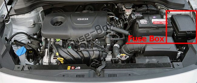 Расположение предохранителей в моторном отсеке: KIA Rio (2018, 2019 -...)
