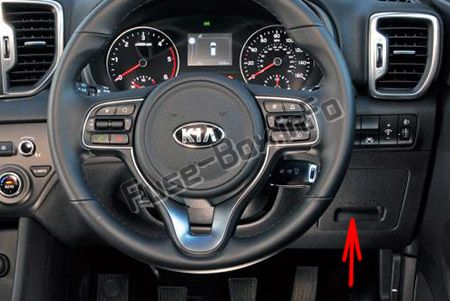 Расположение предохранителей в салоне (RHD): KIA Sportage (2017, 2018, 2019 -...)