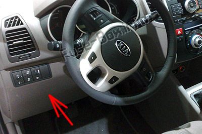 Расположение предохранителей в салоне (LHD): KIA Venga 2010-2016 гг.