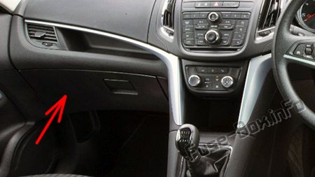 Расположение предохранителей в салоне (RHD): Opel / Vauxhall Zafira Tourer C (2011-2017)