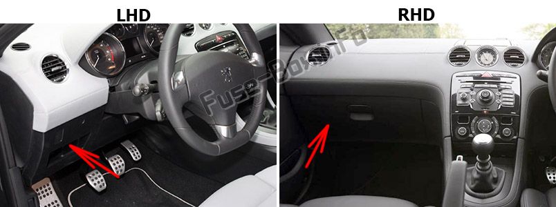 Расположение предохранителей в салоне: Peugeot RCZ (2009-2015)