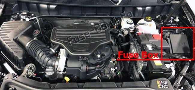Расположение предохранителей в моторном отсеке: Cadillac XT5
