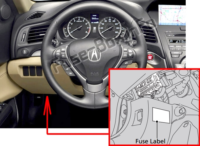 Acura ILX (2013-2018) Расположение предохранителей в салоне автомобиля