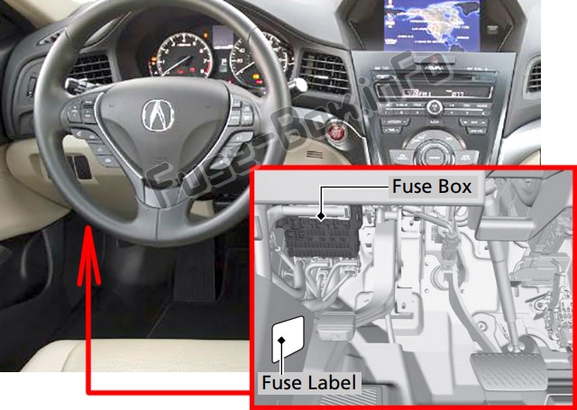 Расположение предохранителей в салоне: Acura RDX (2013-2018)