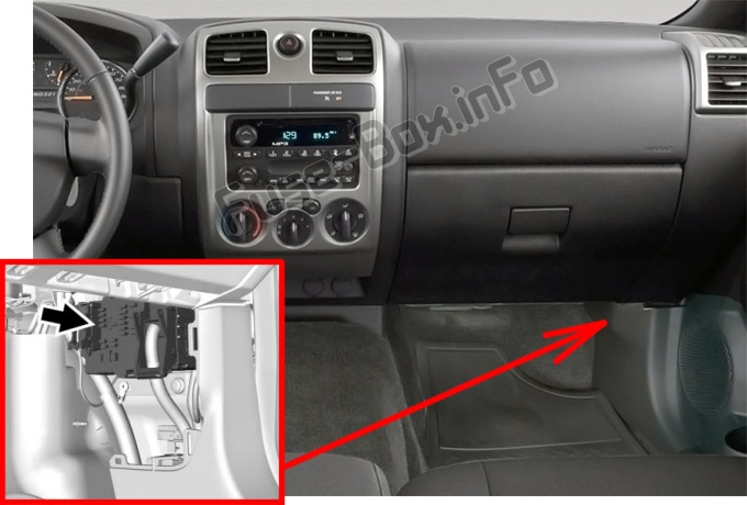 Расположение предохранителей в салоне: Chevrolet Colorado (2012-2019)