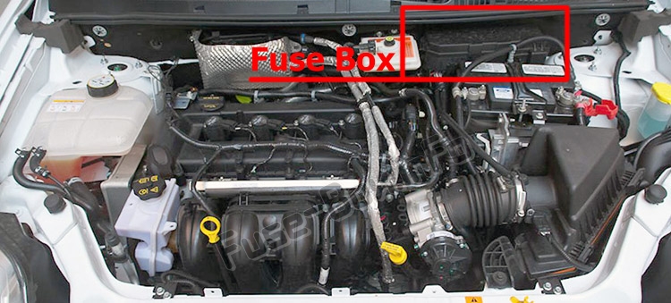 Расположение предохранителей в моторном отсеке: Ford Transit Connect 2010-2013 гг.