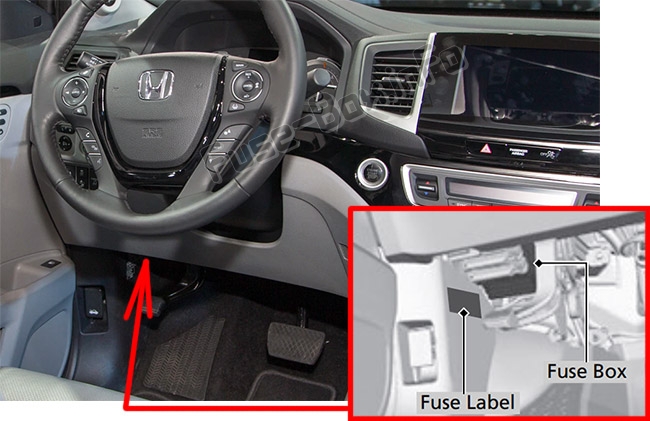 Расположение предохранителей в салоне: Honda Ridgeline (2017-2019- ..)
