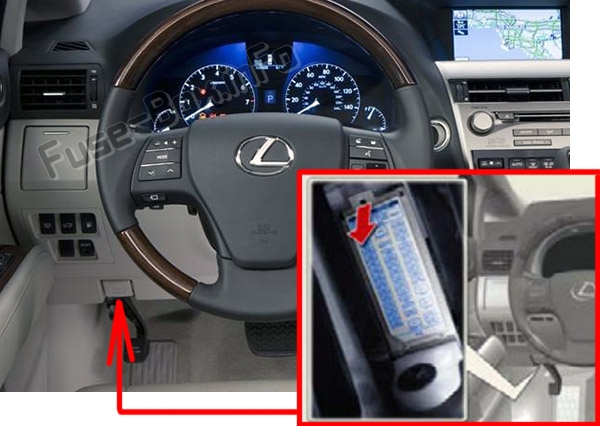 Расположение предохранителей в салоне: Lexus RX350 (AL10; 2010-2015)