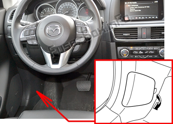 Расположение предохранителей в салоне: Mazda CX-5 (2013-2016)