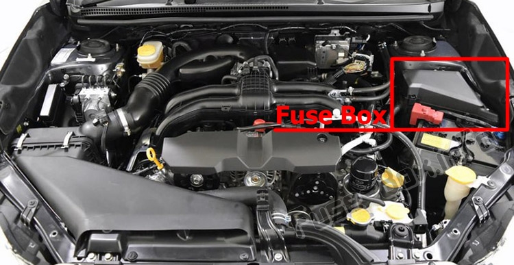 Расположение предохранителей в моторном отсеке: Subaru Impreza (2012-2016)