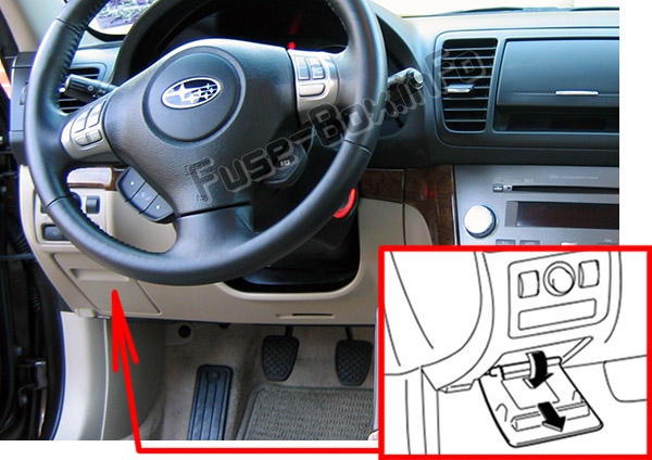 Расположение предохранителей в салоне: Subaru Outback (2005-2009)