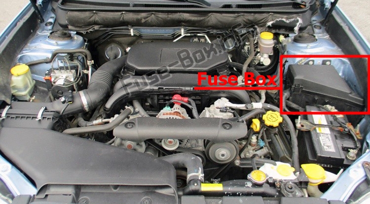 Расположение предохранителей в моторном отсеке: Subaru Outback (2010-2014 гг.)