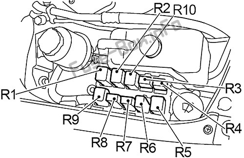 Схема блока реле: Nissan Sentra (2000, 2001, 2002, 2003, 2004, 2005, 2006)