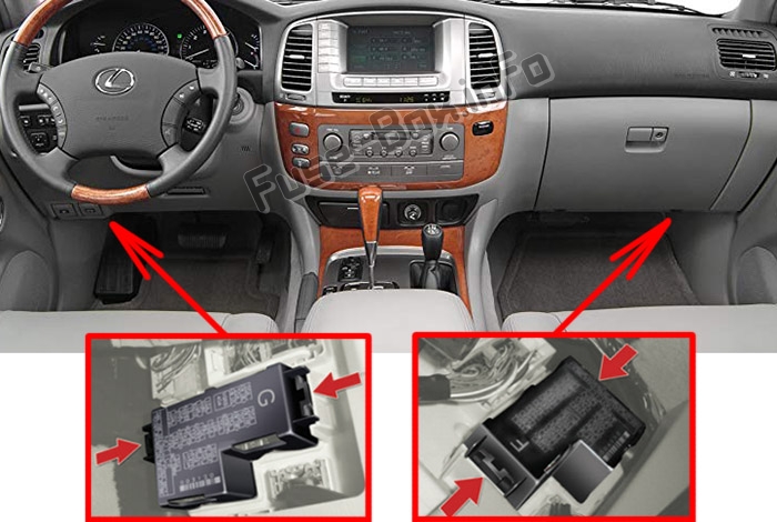 Расположение предохранителей в салоне: Lexus LX470 (J100; 2003-2007)