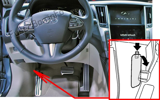 Расположение предохранителей в салоне: Infiniti Q50 (2013-2015)