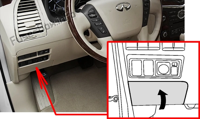 Расположение предохранителей в салоне: Infiniti QX56 / QX80 (2010-2017)