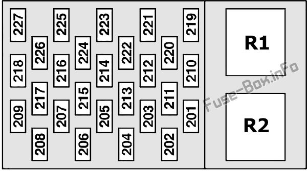 Схема блока предохранителей в панели приборов: Ford Transit / Tourneo (2000, 2001, 2002, 2003, 2004, 2005, 2006)