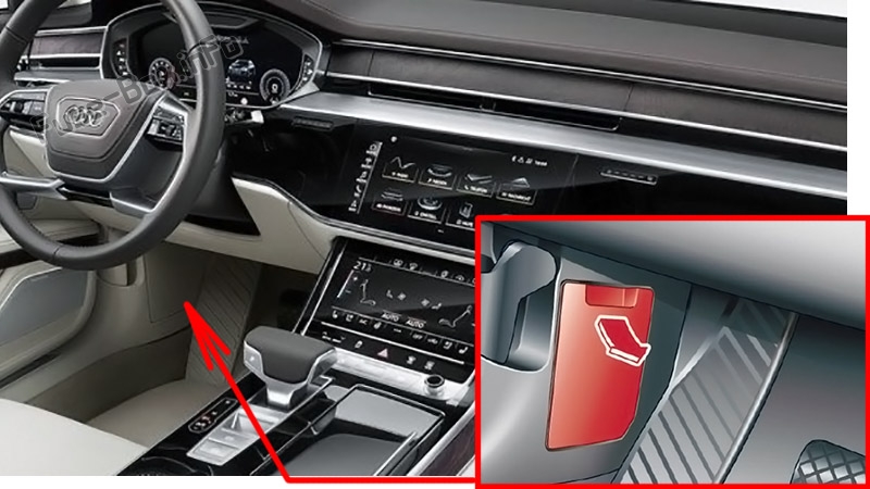 Расположение предохранителей в салоне: Audi A8 / S8 (2018-2020 ...)