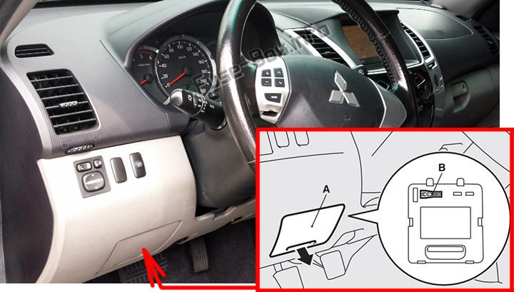 Расположение предохранителей в салоне: Mitsubishi Pajero Sport 2008-2016 гг.